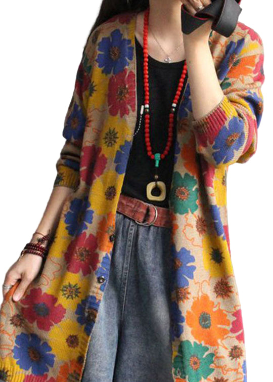 Dames Gebreid Vest met V-hals en Print 0