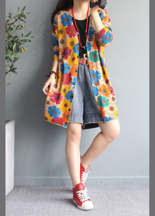 Dames Gebreid Vest met V-hals en Print 2