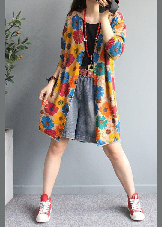 Dames Gebreid Vest met V-hals en Print 3