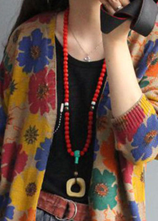 Dames Gebreid Vest met V-hals en Print 4