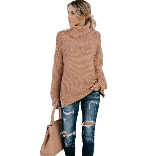 Dames Gebreide Trui Met Turtleneck en Ribbelafwerking 0