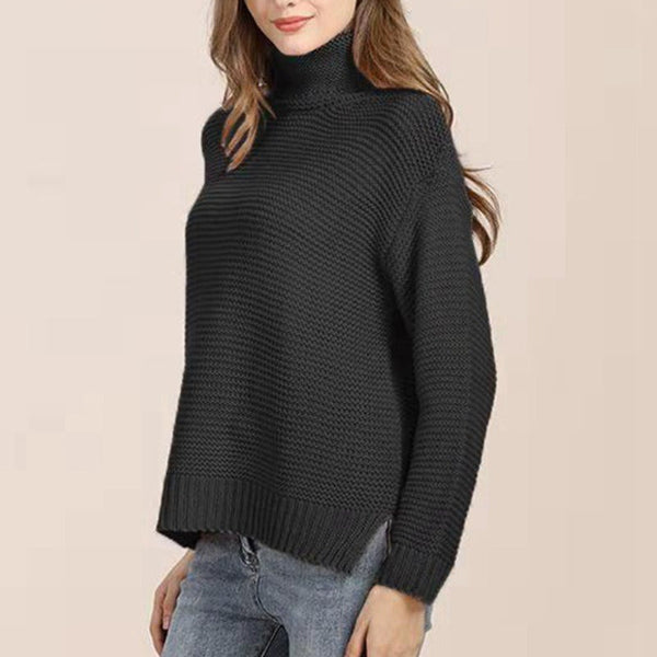Dames Gebreide Trui Met Turtleneck en Ribbelafwerking 4