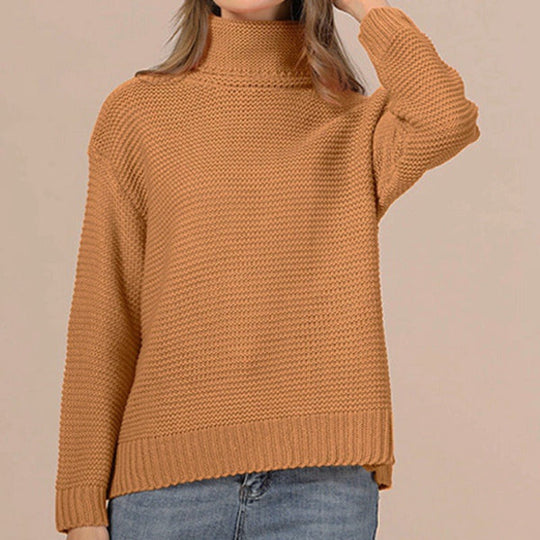 Dames Gebreide Trui Met Turtleneck en Ribbelafwerking 6