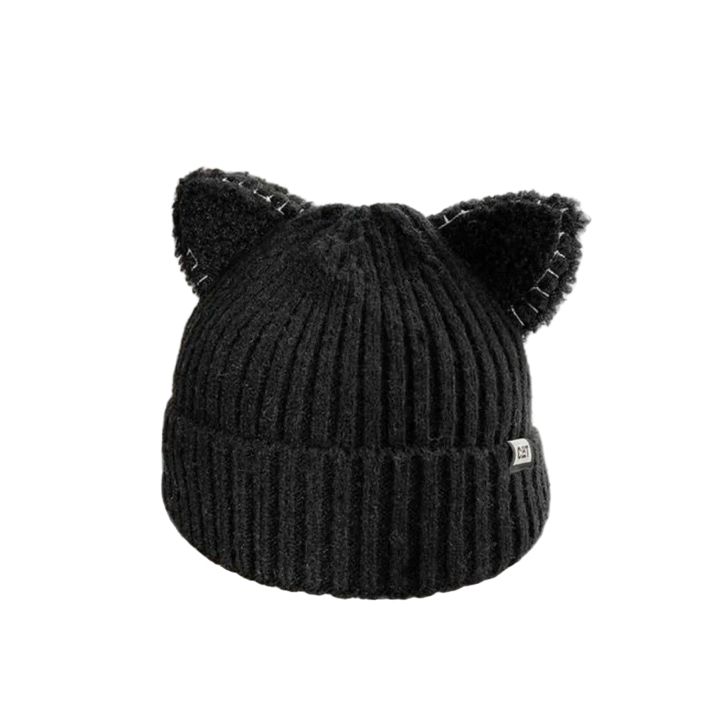 Dames Gebreide Wintermuts met Kattenoren 1