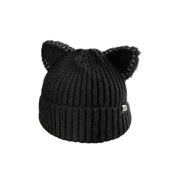 Dames Gebreide Wintermuts met Kattenoren 1