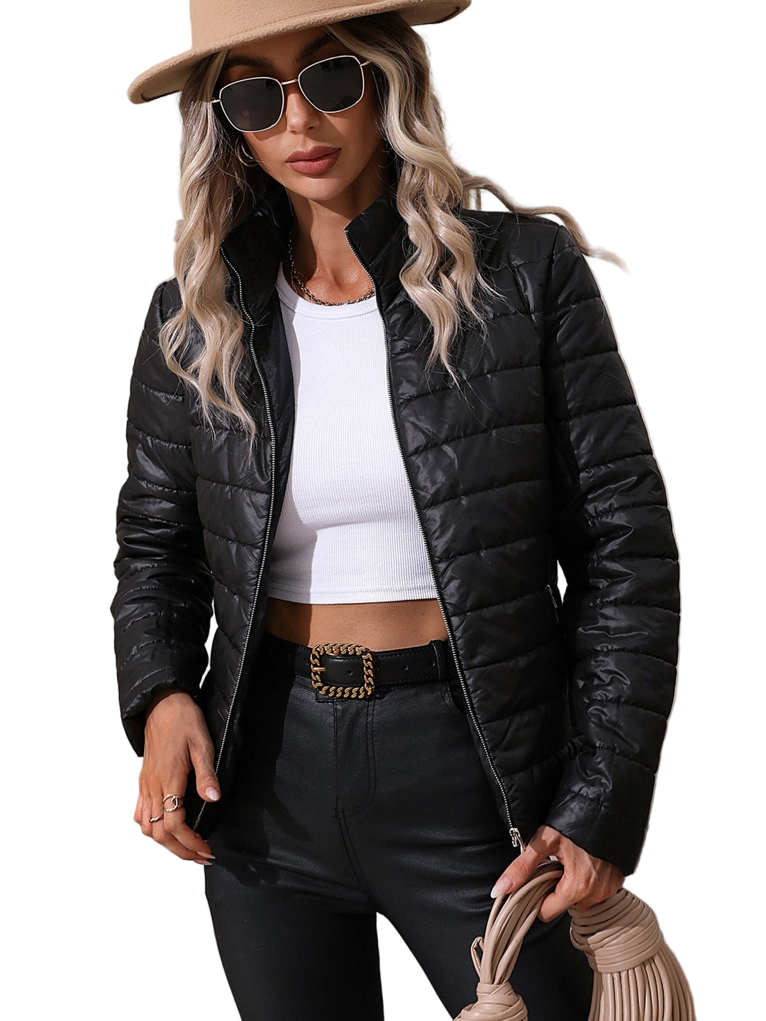 Dames Gequilt Jacket met Gestroomlijnde Pasvorm 0