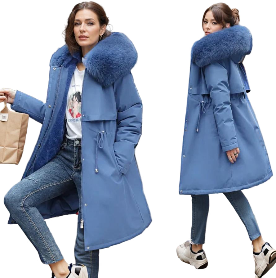 Dames Gequiltte Jas met Faux Fur Kap en Waterafstotend Design 0