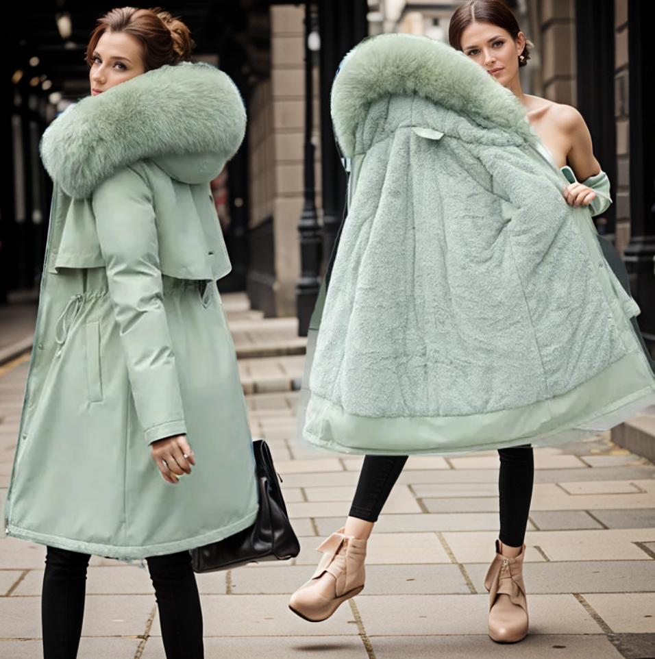 Dames Gequiltte Jas met Faux Fur Kap en Waterafstotend Design 3