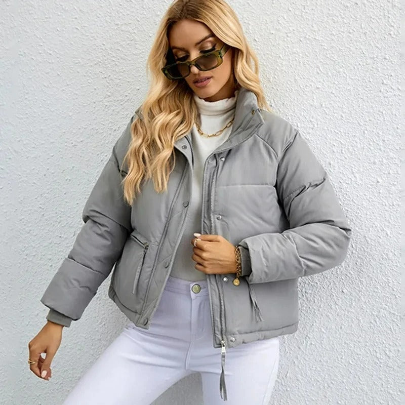Dames Gewatteerde Jas Korte Trendy Stijl 3