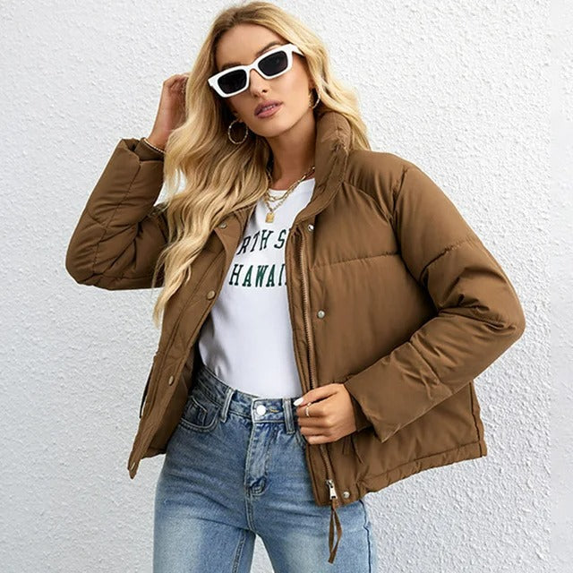 Dames Gewatteerde Jas Korte Trendy Stijl 4