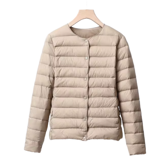 Dames Gewatteerde Jas Lichtgewicht Kraagloos 0