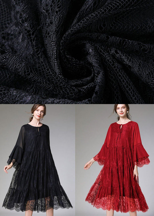 Dames Herfstjurk met Uitlopende Mouwen en Kant 4