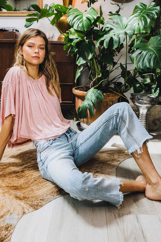 Dames Hoge Taille Ankle Straight Leg Jeans Licht Denim 2