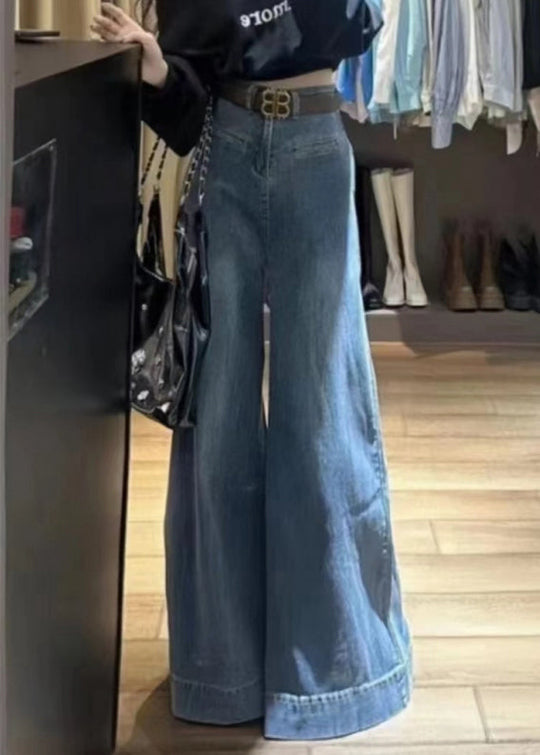 Dames Hoge Taille Denim Broek met Wijde Pijpen 1