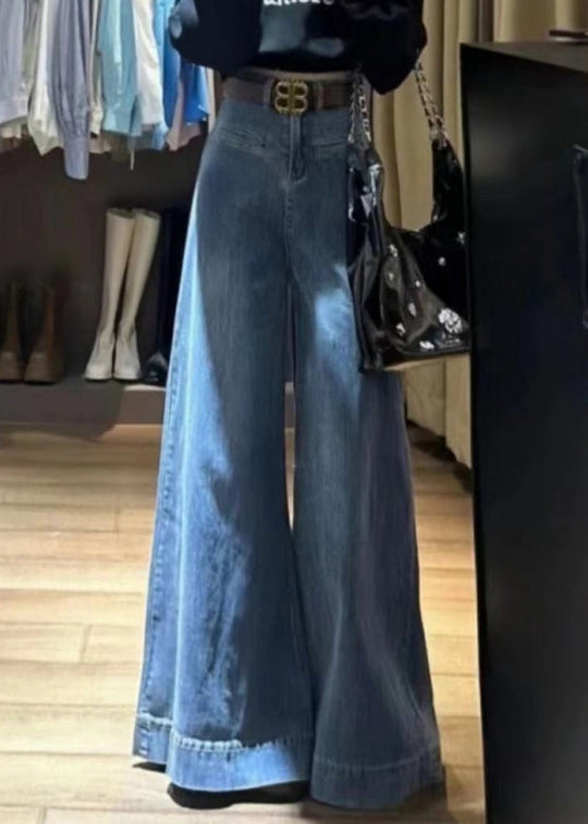 Dames Hoge Taille Denim Broek met Wijde Pijpen 2