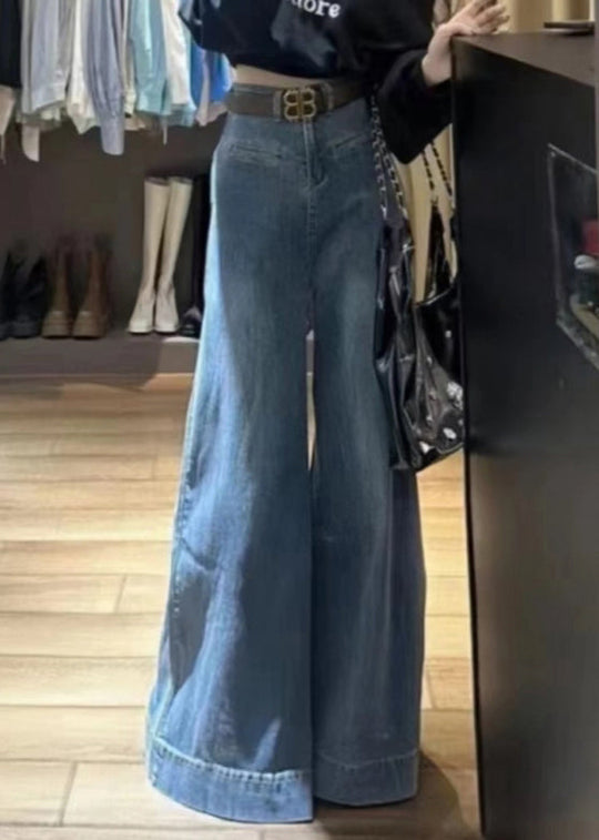 Dames Hoge Taille Denim Broek met Wijde Pijpen 4