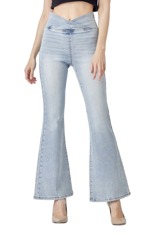 Dames Hoge Taille Flared Jeans Licht Denim 0