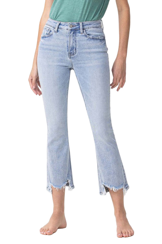 Dames Hoge Taille Kick Flare Jeans Licht Denim 0