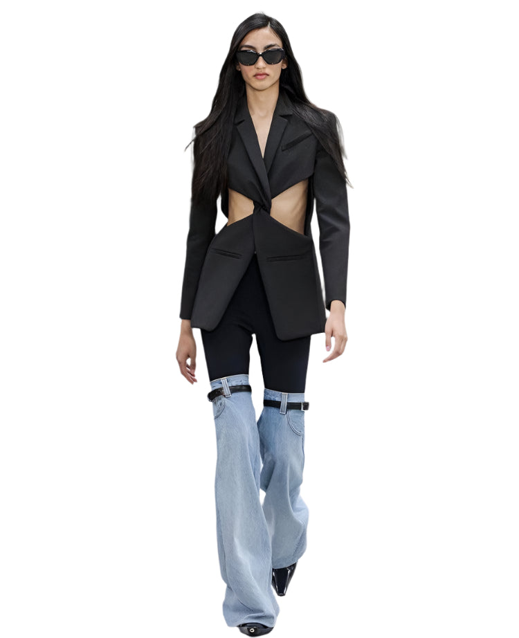 Dames Hoge Taille Rechte Wijde Pantalon Denim 0