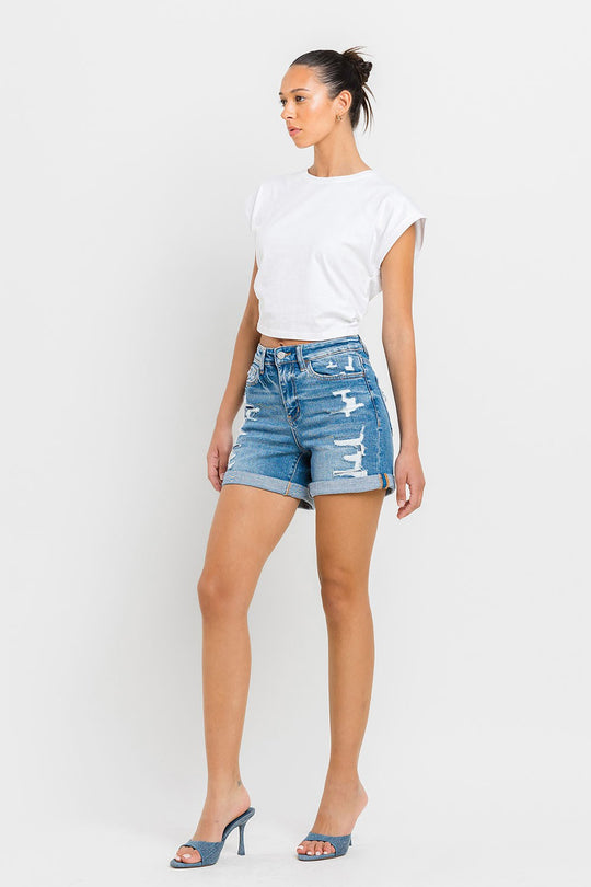 Dames Hoge Taille Rolmouw Shorts Denim 1