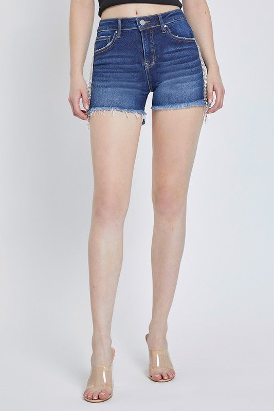 Dames Hoge Taille Shorts met Strass Franje 2