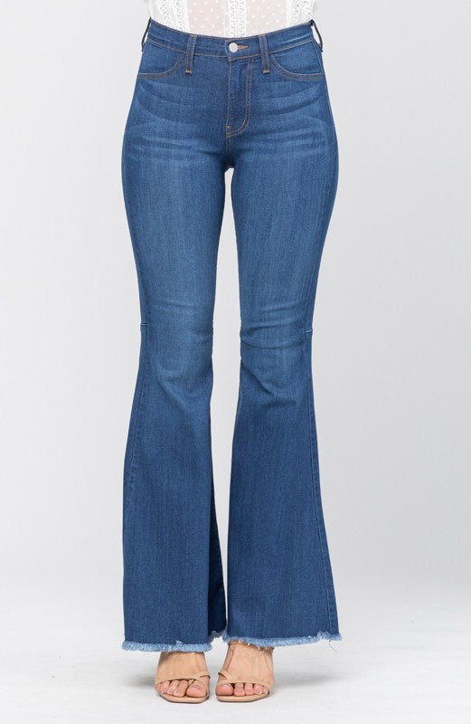 Dames Hoge Taille Super Flare Jeans Medium Blauw 3