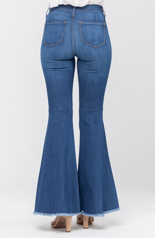 Dames Hoge Taille Super Flare Jeans Medium Blauw 6
