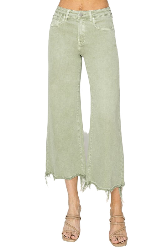 Dames Hoge Taille Wijde Cropped Broek 0