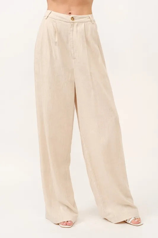 Dames Hoge Taille Wijde Pantalon van Linnenmix 1