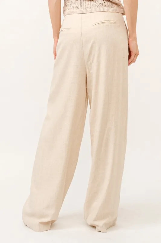 Dames Hoge Taille Wijde Pantalon van Linnenmix 3