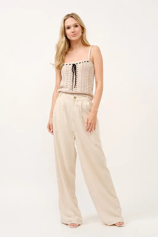 Dames Hoge Taille Wijde Pantalon van Linnenmix 4