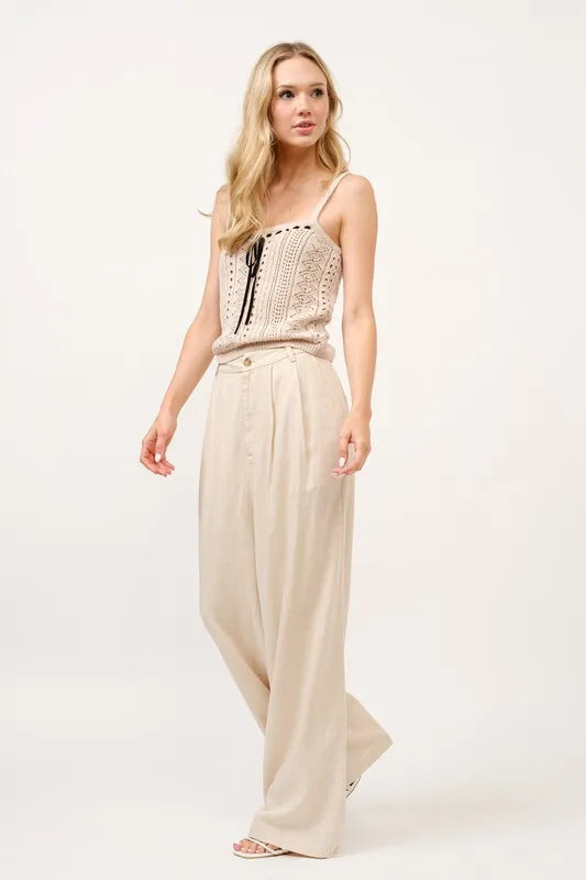 Dames Hoge Taille Wijde Pantalon van Linnenmix 6