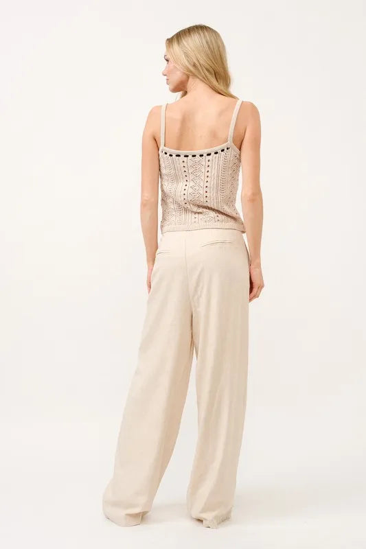 Dames Hoge Taille Wijde Pantalon van Linnenmix 7