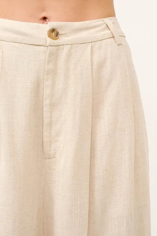 Dames Hoge Taille Wijde Pantalon van Linnenmix 8