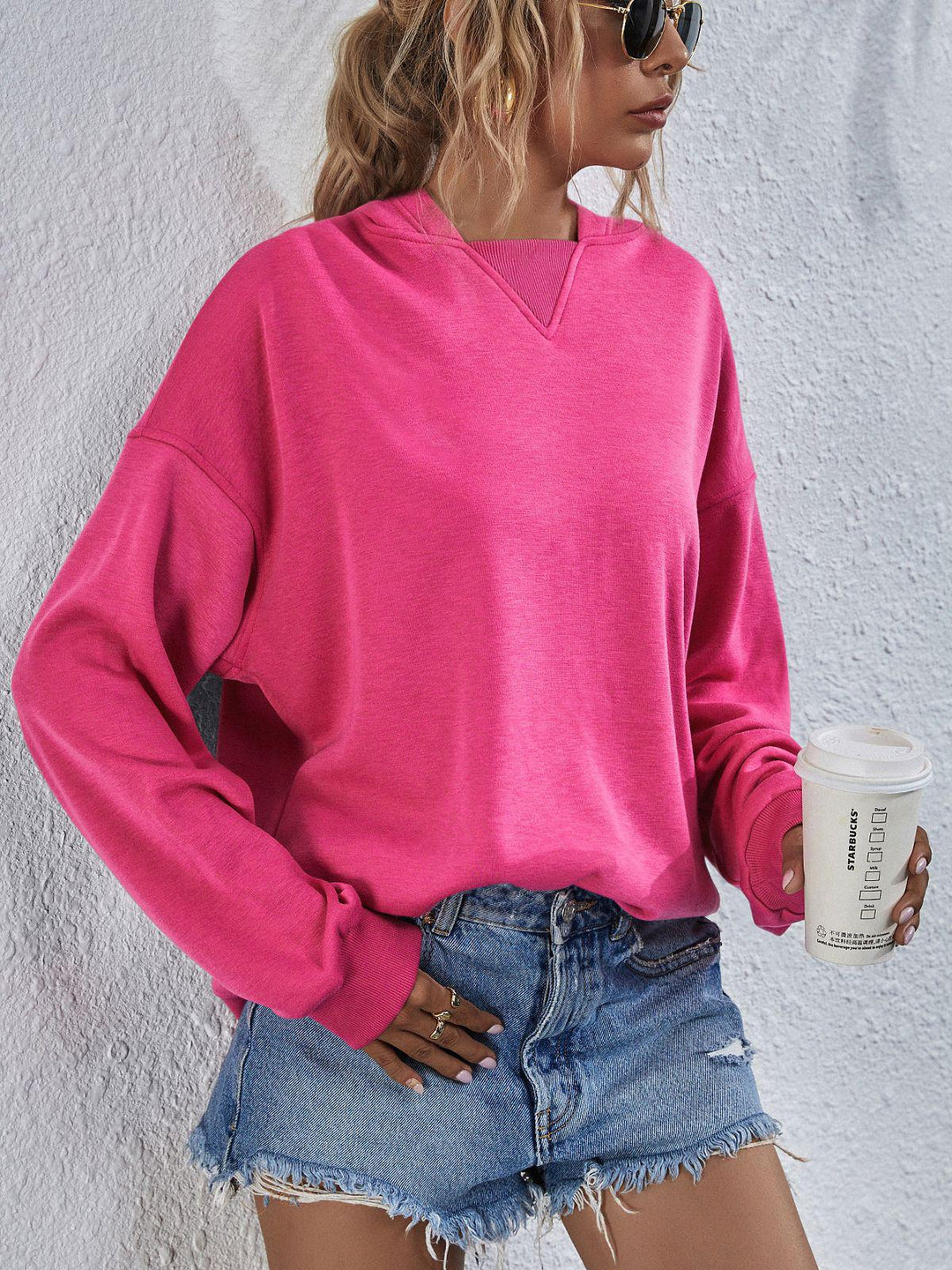 Dames Hoodie Met Verlaagde Schouders Polyester Casual Lang Mouwen 3