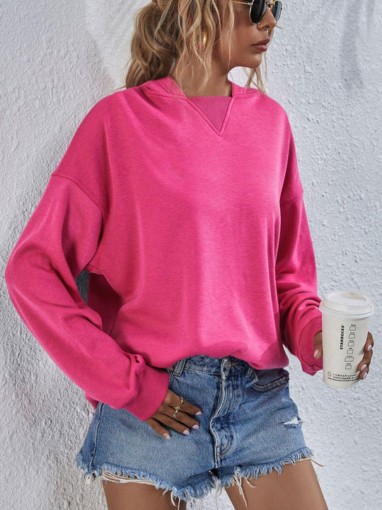 Dames Hoodie Met Verlaagde Schouders Polyester Casual Lang Mouwen 3