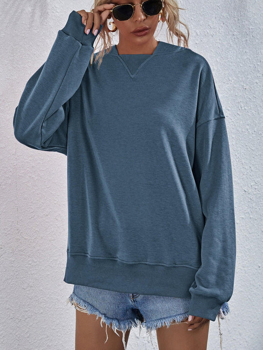 Dames Hoodie Met Verlaagde Schouders Polyester Casual Lang Mouwen 6
