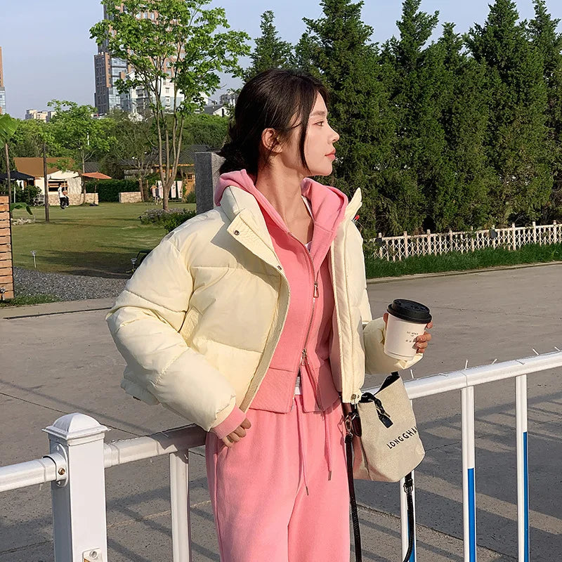 Dames Jas Winter Cropped Puffer met Staande Kraag 2