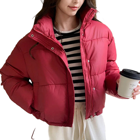 Dames Jas Winter Cropped Puffer met Staande Kraag 4