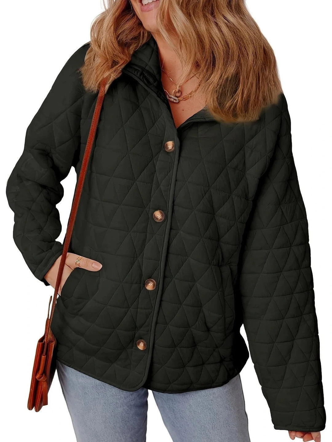 Dames Jas Winter Gequilt Oversized Middellange Met Knopen Voorzijde 0