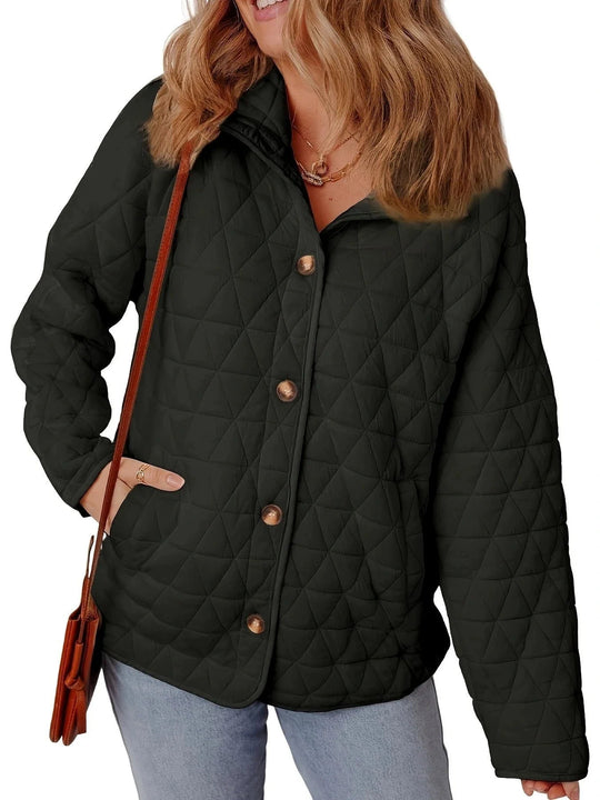 Dames Jas Winter Gequilt Oversized Middellange Met Knopen Voorzijde 0
