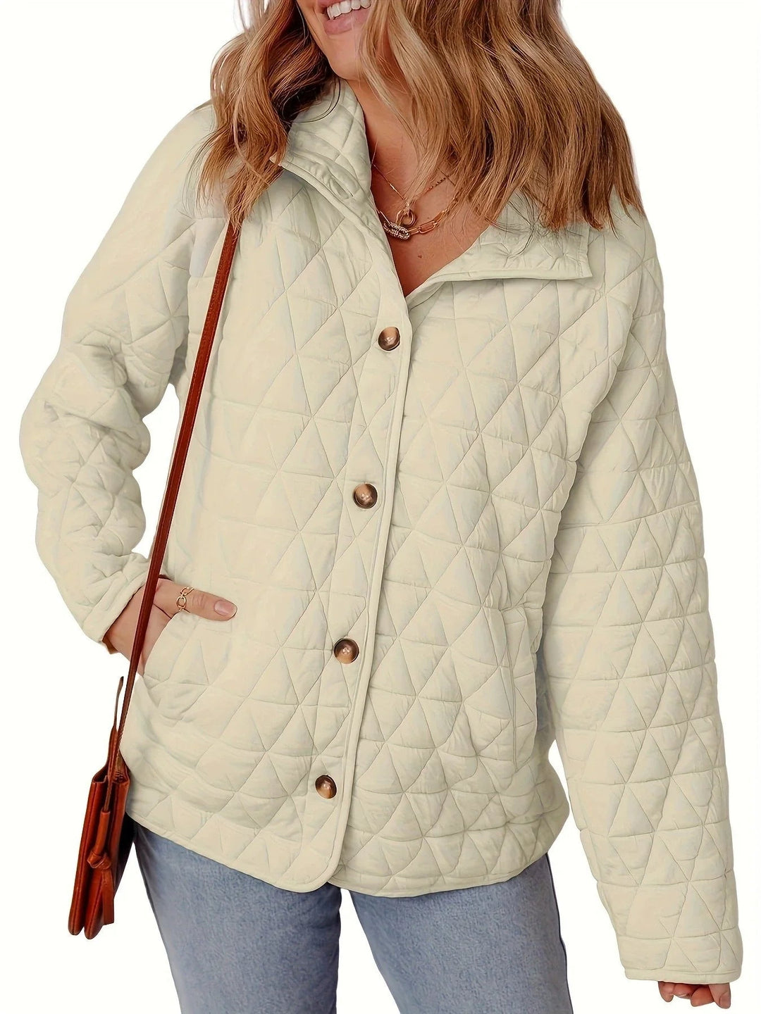 Dames Jas Winter Gequilt Oversized Middellange Met Knopen Voorzijde 1