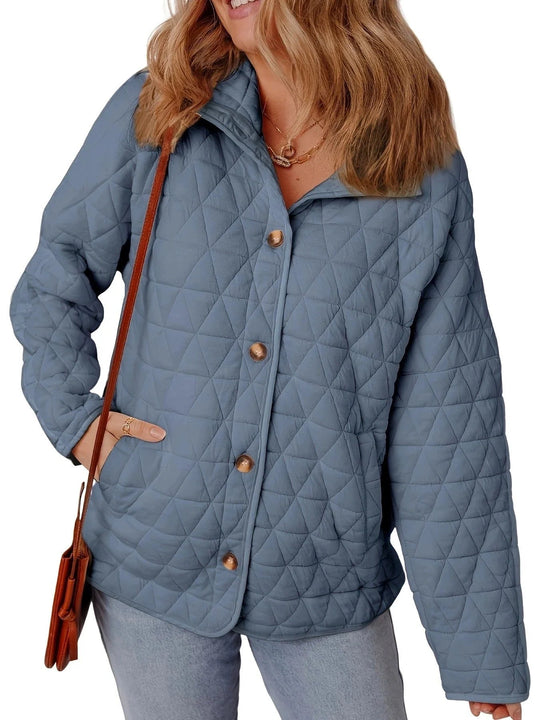 Dames Jas Winter Gequilt Oversized Middellange Met Knopen Voorzijde 2