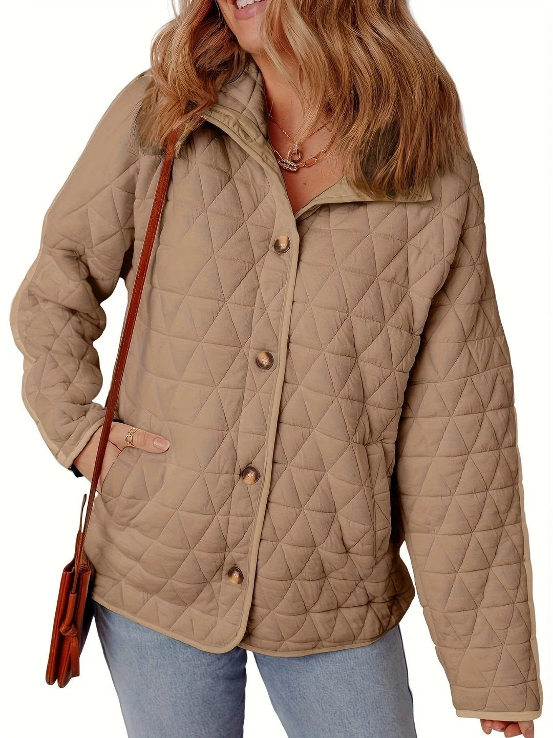 Dames Jas Winter Gequilt Oversized Middellange Met Knopen Voorzijde 3