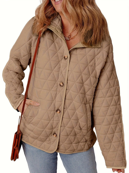 Dames Jas Winter Gequilt Oversized Middellange Met Knopen Voorzijde 3