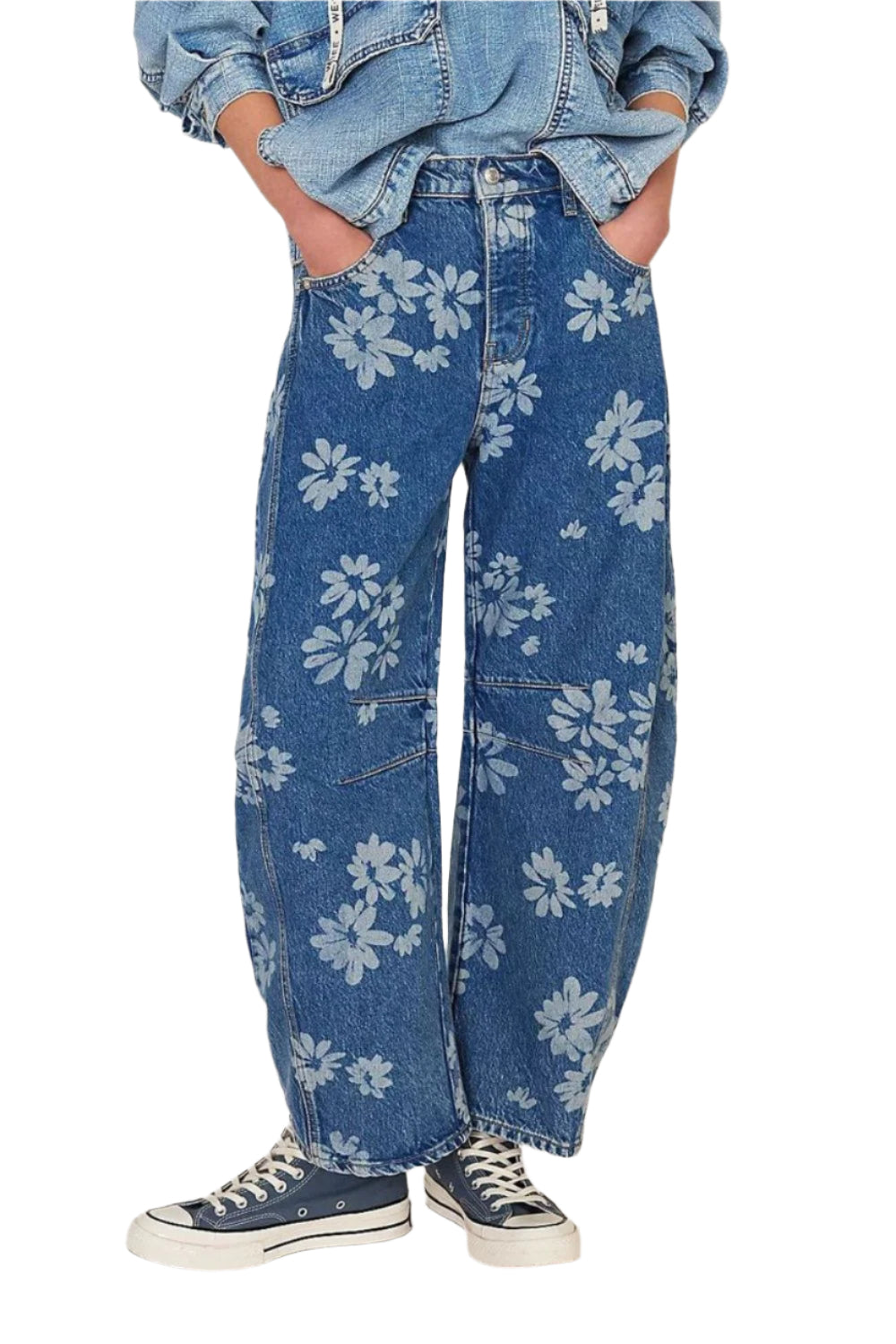 Dames Jeans Wijde Pasvorm Bloemenprint Rayon 0
