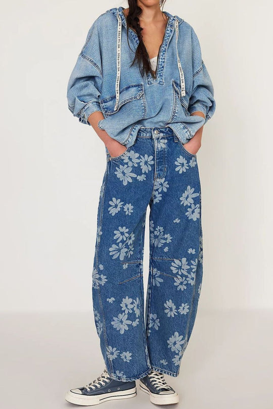 Dames Jeans Wijde Pasvorm Bloemenprint Rayon 1