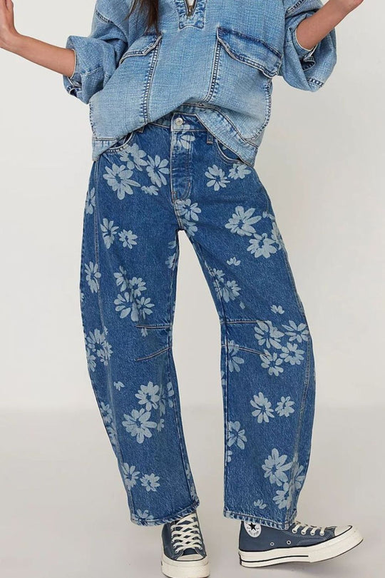 Dames Jeans Wijde Pasvorm Bloemenprint Rayon 2