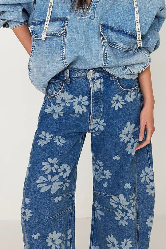 Dames Jeans Wijde Pasvorm Bloemenprint Rayon 3