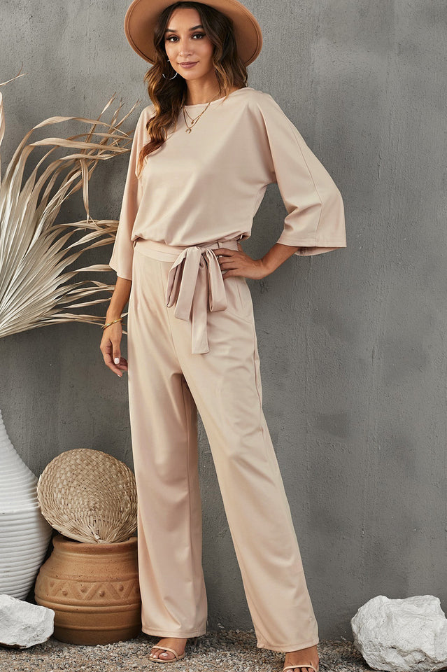 Dames Jumpsuit Met Brede Benen En Taille Riempje Feestelijk Design 1